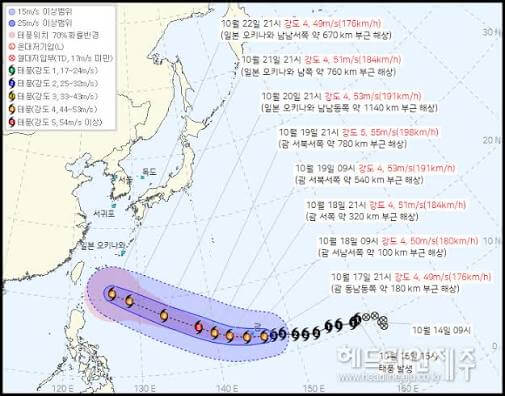 태풍 경로 참피 북상