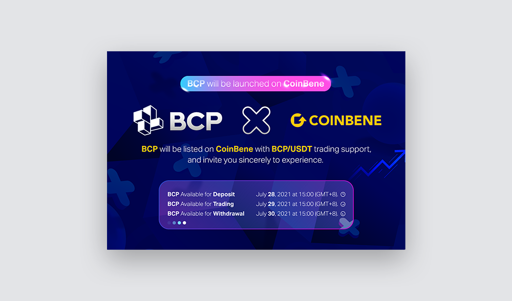 이벤트배너 디자인 거래소 상장 웹배너 BCP × 코인베네 2