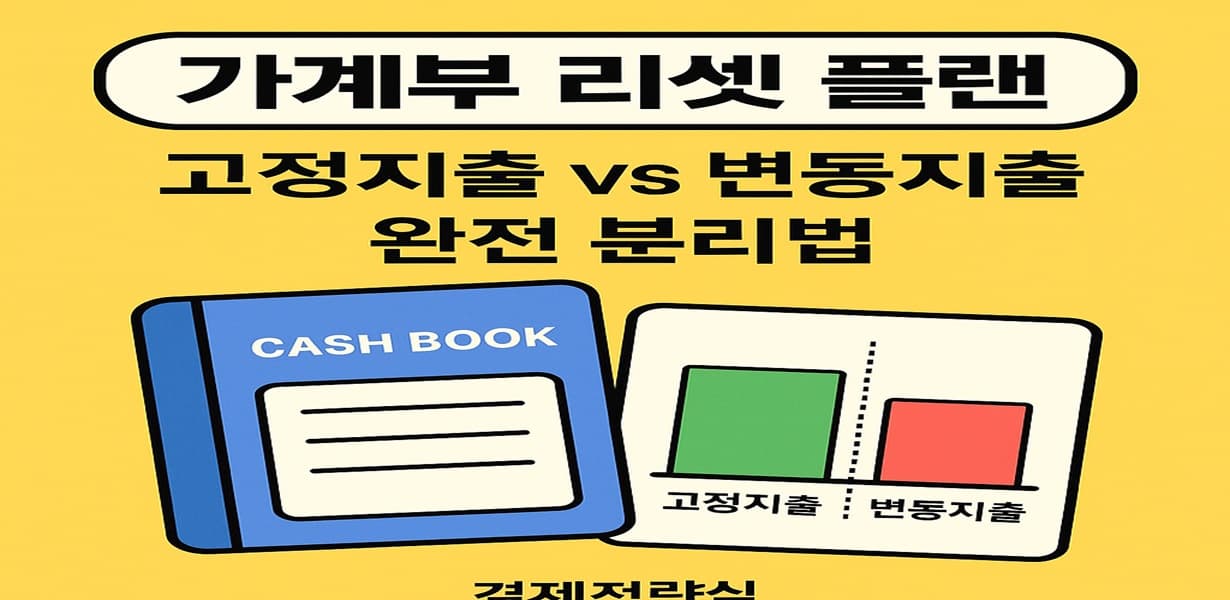 고정지출과 변동지출을 분리하는 가계부 리셋 플랜을 주제로 한 썸네일 이미지
