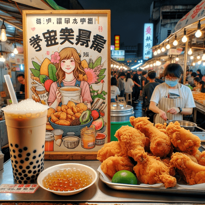 대만식 프라이드 치킨(Yán Sū Jī)와 버블티