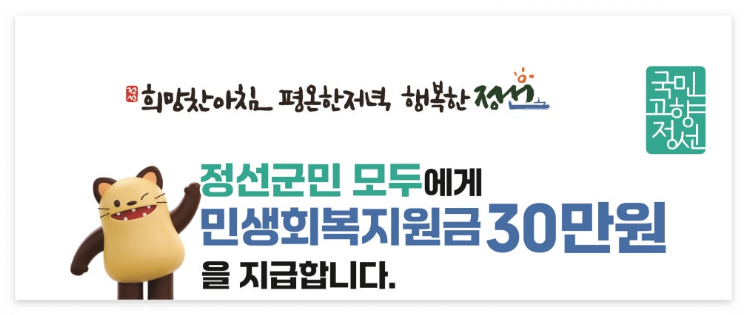 2025 정선군 민생지원금 신청 방법 (+지급 대상, 사용처 총정리)