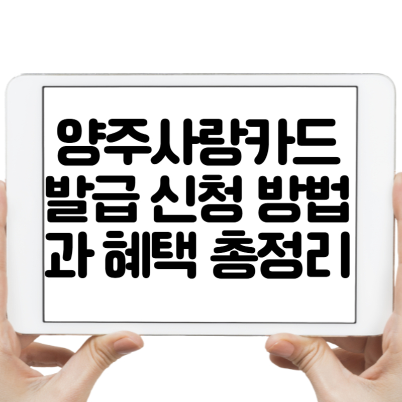양주사랑카드 발급 신청 방법과 혜택 총정리
