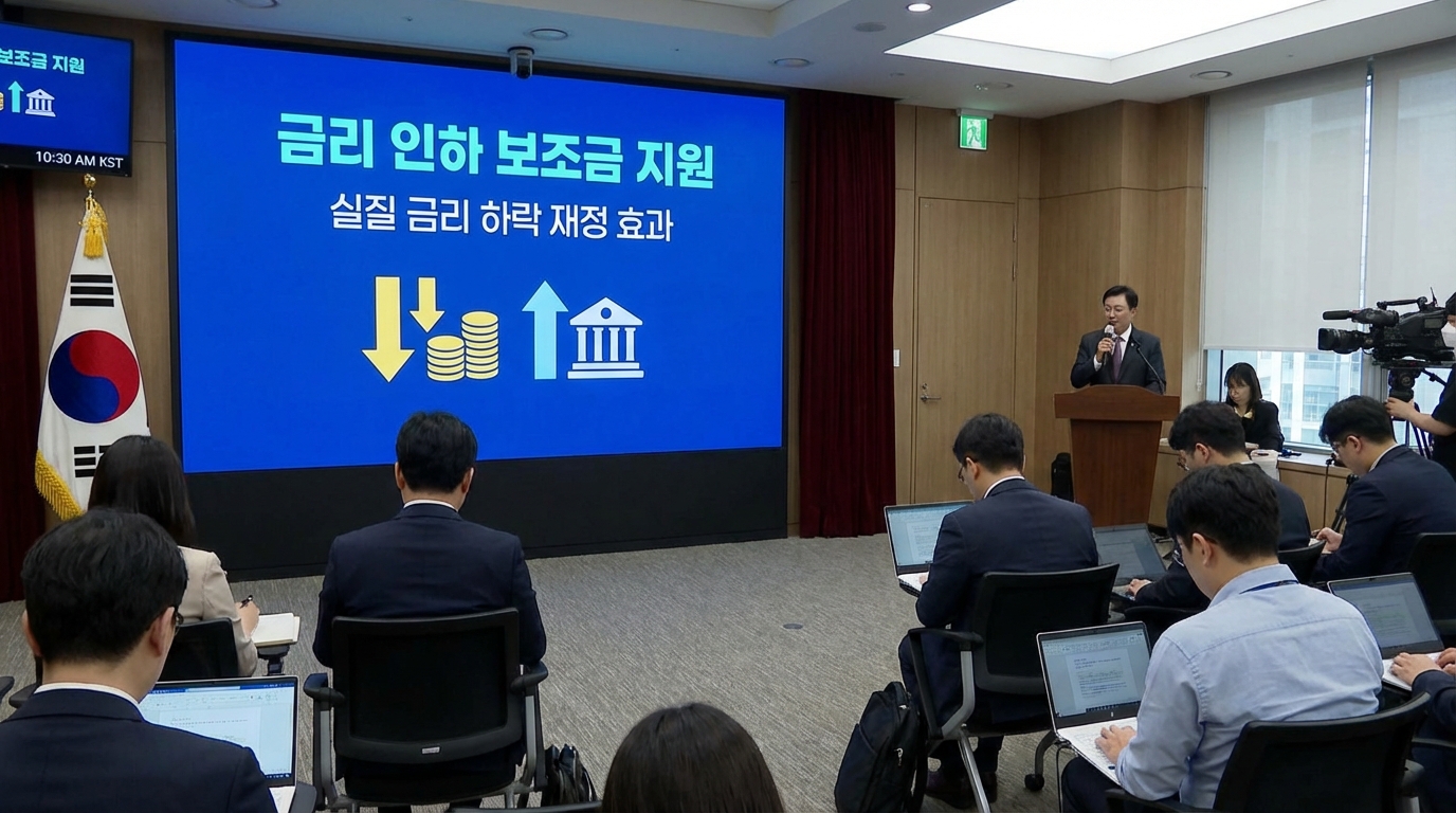 이차보전 지원을 통해 실질 금리가 낮아지는 금융 효과 이미지