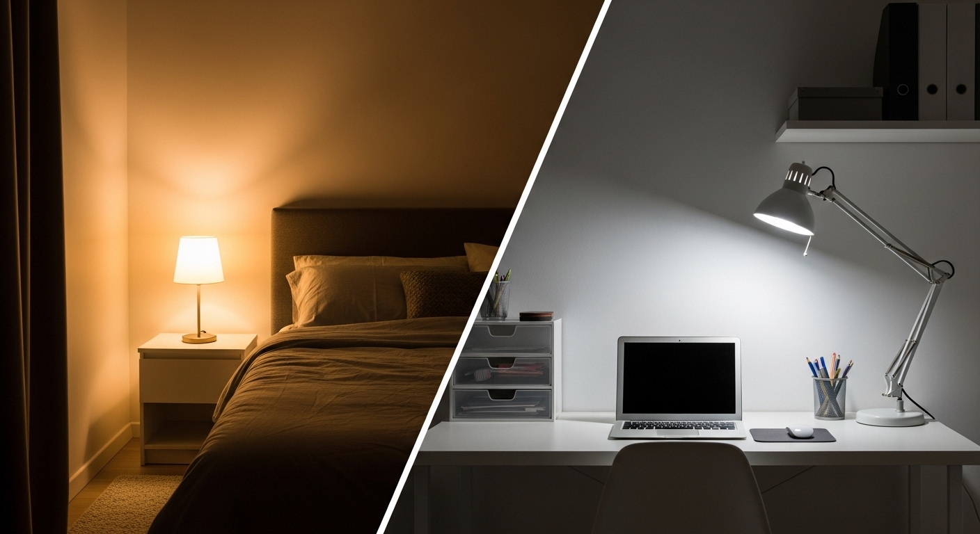 λ°λ»ν μ ꡬμ μΉ¨μ€κ³Ό μμν μ£Όκ΄μ μμ¬κ° λλΉλμ΄ μ‘°λͺ
μμ¨λμ λ°λ₯Έ λΆμκΈ° μ°¨μ΄λ₯Ό 보μ¬μ£Όλ μΈν
λ¦¬μ΄ μ¬μ§.