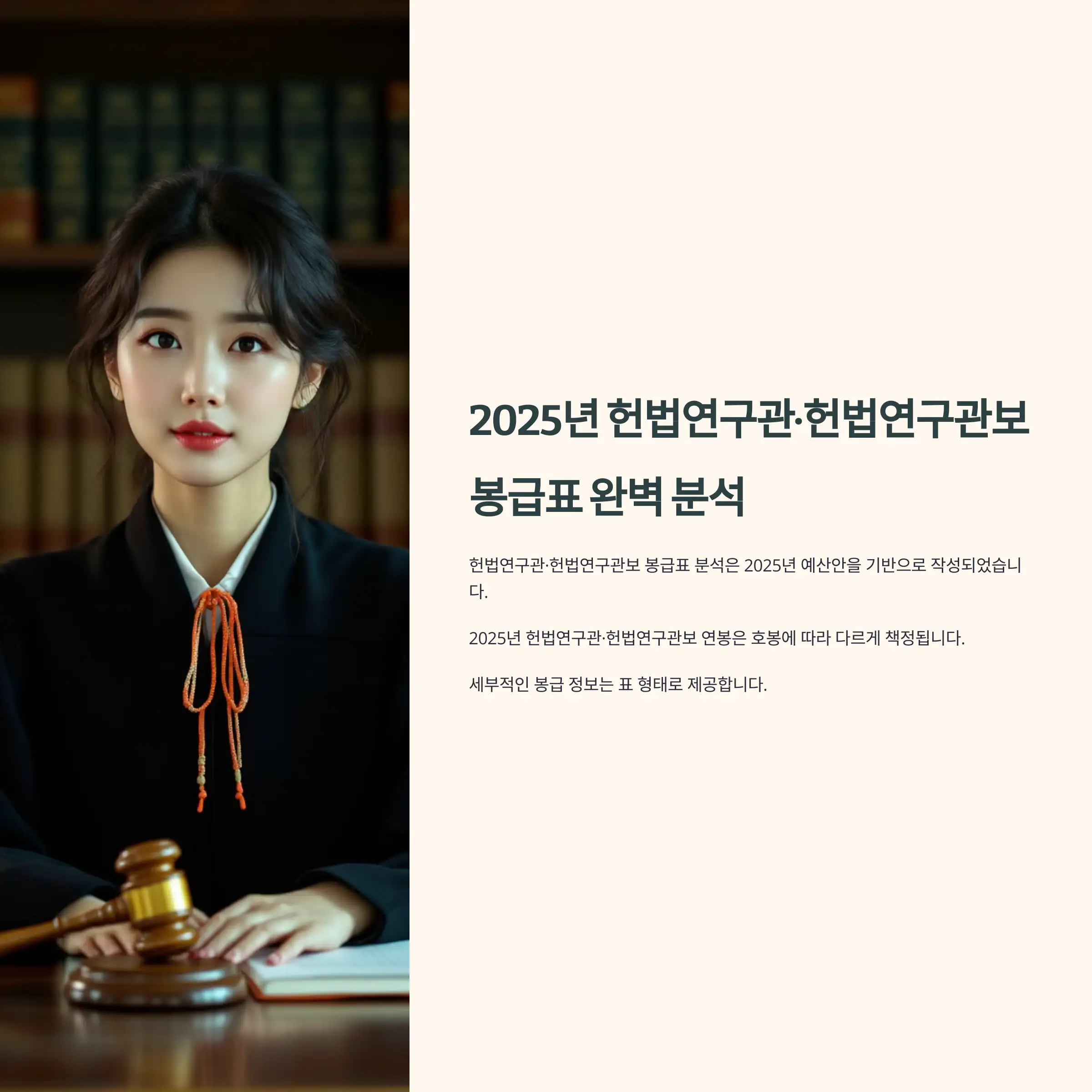 2025년 대한민국 헌법연구관·헌법연구관보 봉급표 헌법재판소