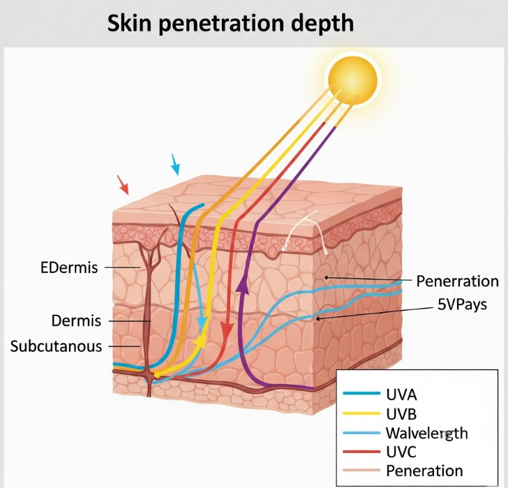 자외선 종류별 피부 도달 깊이
