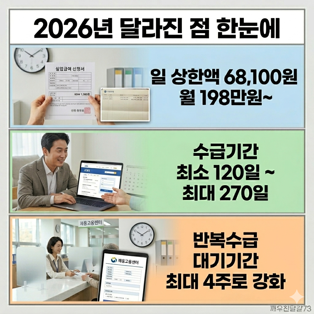2026년 실업급여 총정리 &mdash; 상한액 인상&middot;반복수급 강화&middot;신청방법