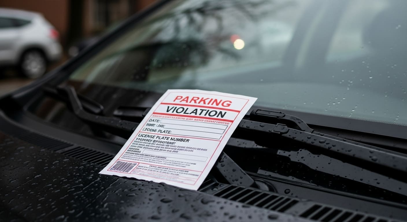 주정차 과태료 부과중인 경찰의 모습