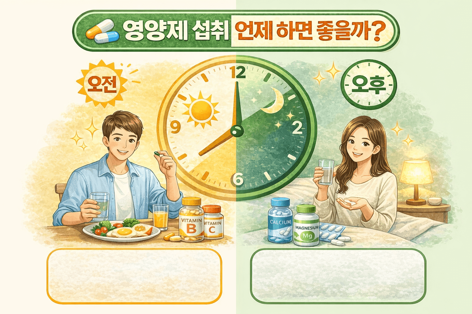 영양제 먹는 시간 아침 점심 저녁 언제 섭취해야 가장 좋을까? 섭취시간이 중요한 이유