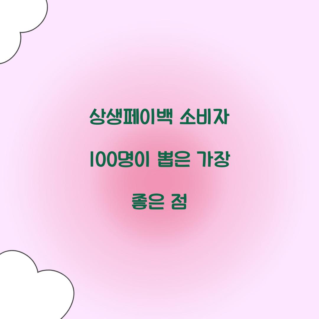 상생페이백 소비자 100명이 뽑은 가장 좋은 점