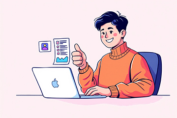 국가장학금 신청 후 만족감에 엄지척 하는 학생 모습