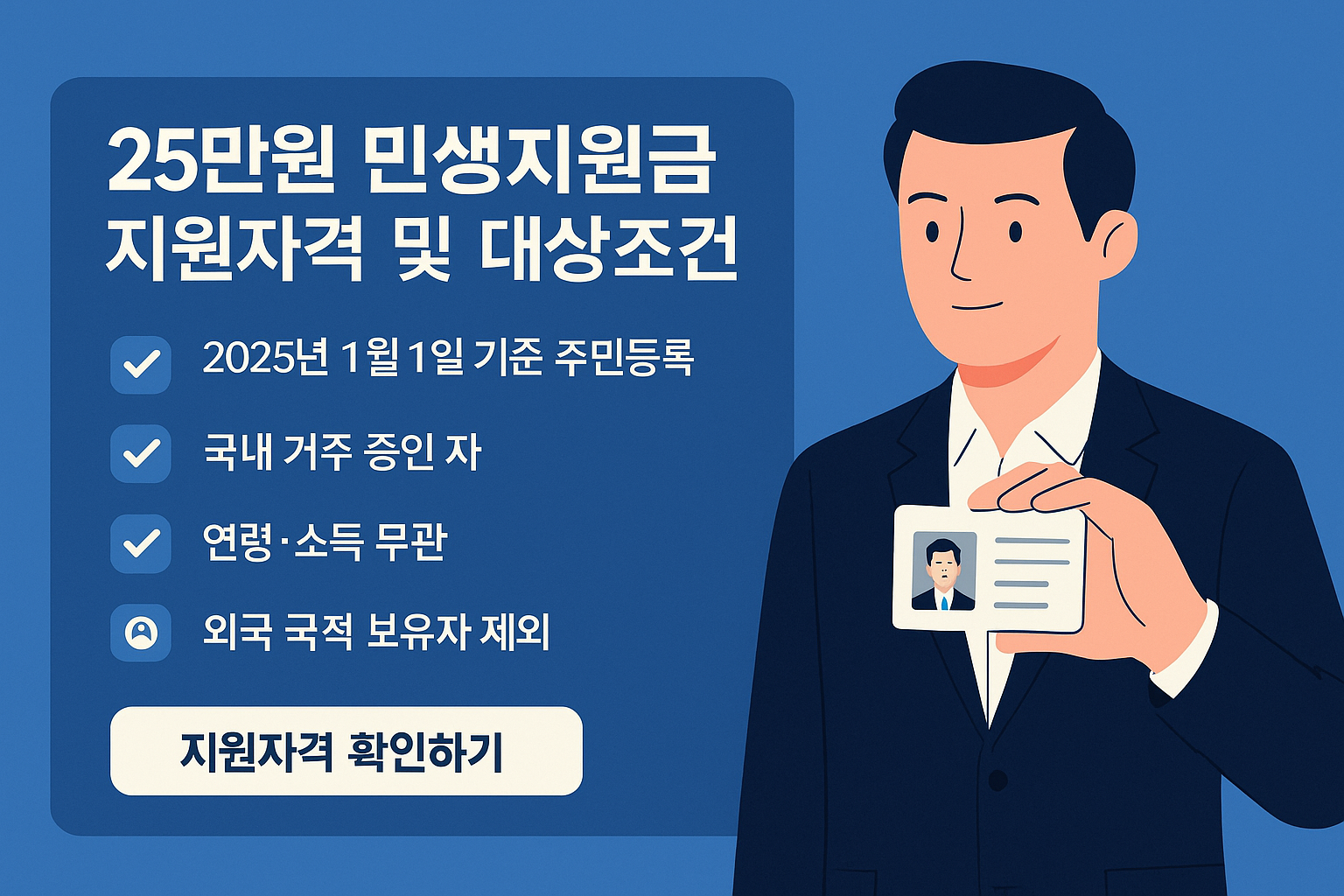 전국민 25만원 민생지원금 지원자격 및 대상조건