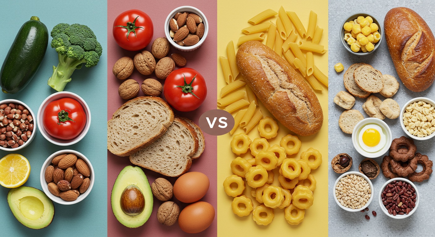 저탄수화물 vs 고탄수화물 식품 비교