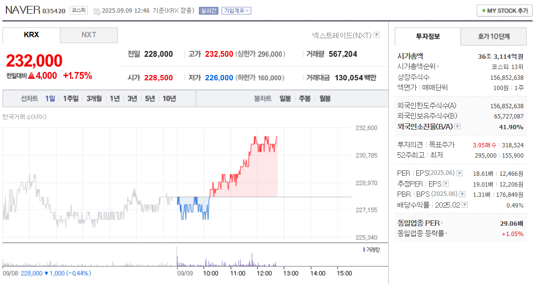 NAVER 주가