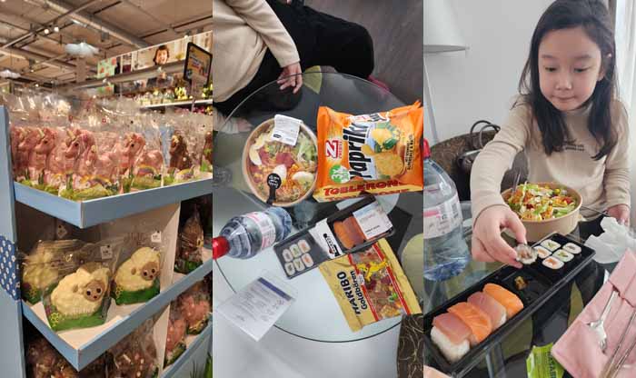 스위스 Coop 마트 음식들, 여행 내내 가장 많이 먹었던 Coop 스시, 샐러드 그리고 원없이 먹었던 에비앙 생수