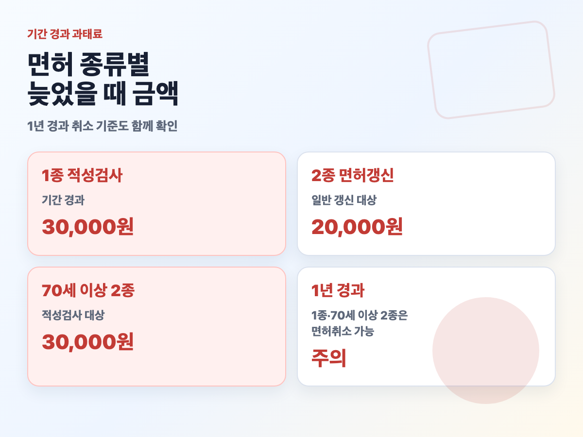 1종 적성검사 3만원 2종 갱신 2만원 70세 이상 2종 3만원 카드