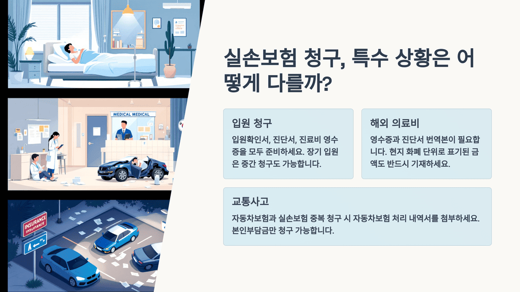 실손보험 청구, 특수 상황은 어떻게 다를까?