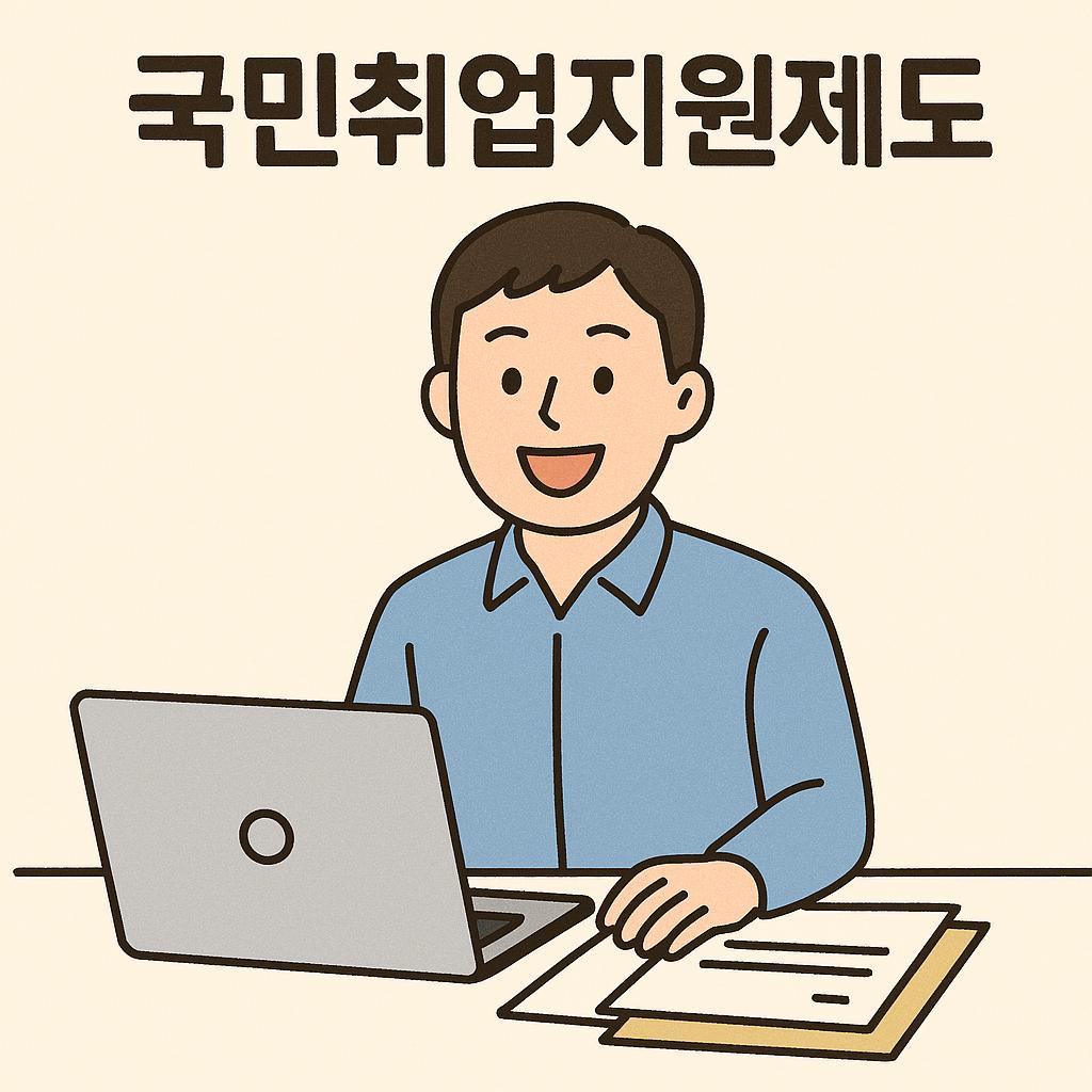 국민취업지원제도 혜택을 확인하는 사람 일러스트