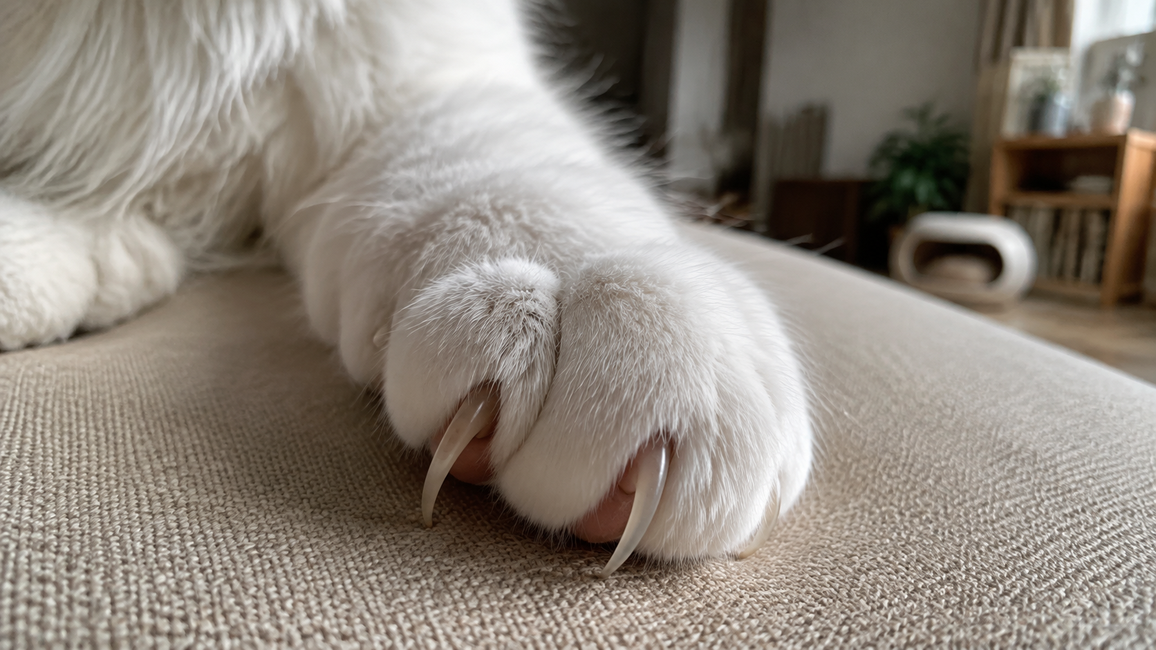 고양이 앞발과 발톱 클로즈업