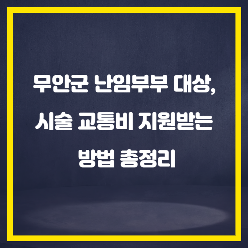 무안군 난임부부 대상, 시술 교통비 지원받는 방법 총정리