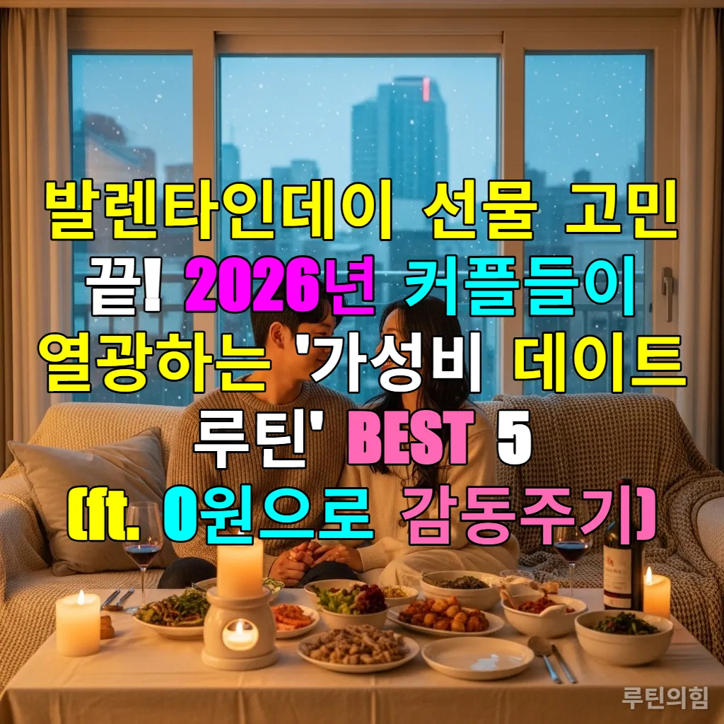 2026년 발렌타인데이 홈마카세 데이트를 즐기는 한국 커플의 따뜻한 모습