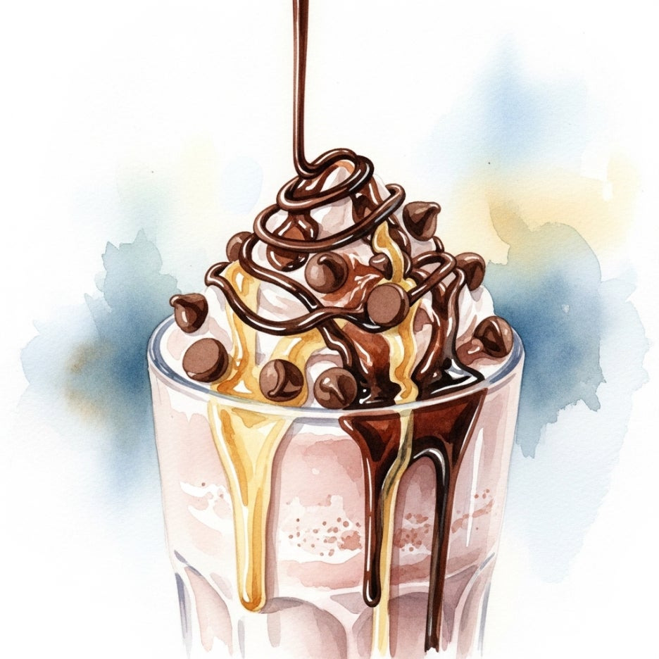 다양한 토핑이 추가되는 화사한 음료 일러스트