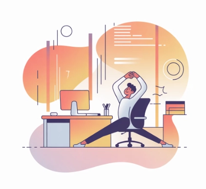 허리통증 완화습관2 - 스트레칭하는 일러스트 예시