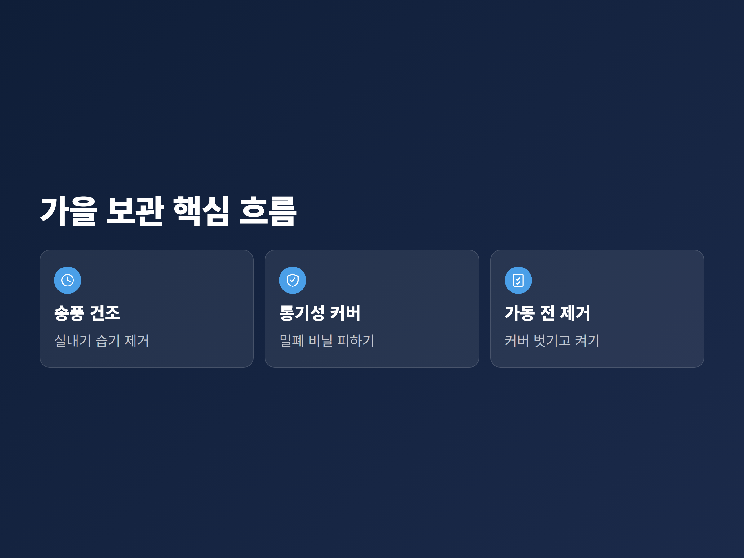 에어컨 실외기 커버 선택과 가을 보관 핵심을 요약한 정리 카드