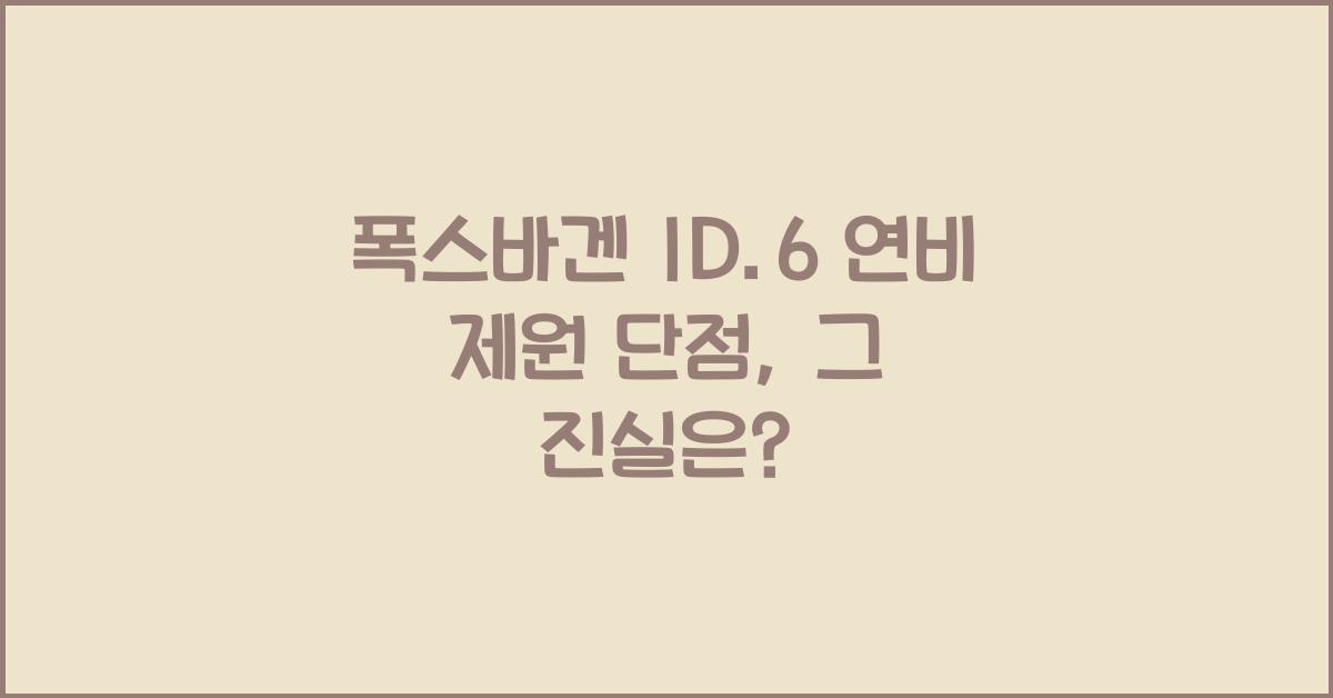 폭스바겐 ID.6 연비 제원 단점