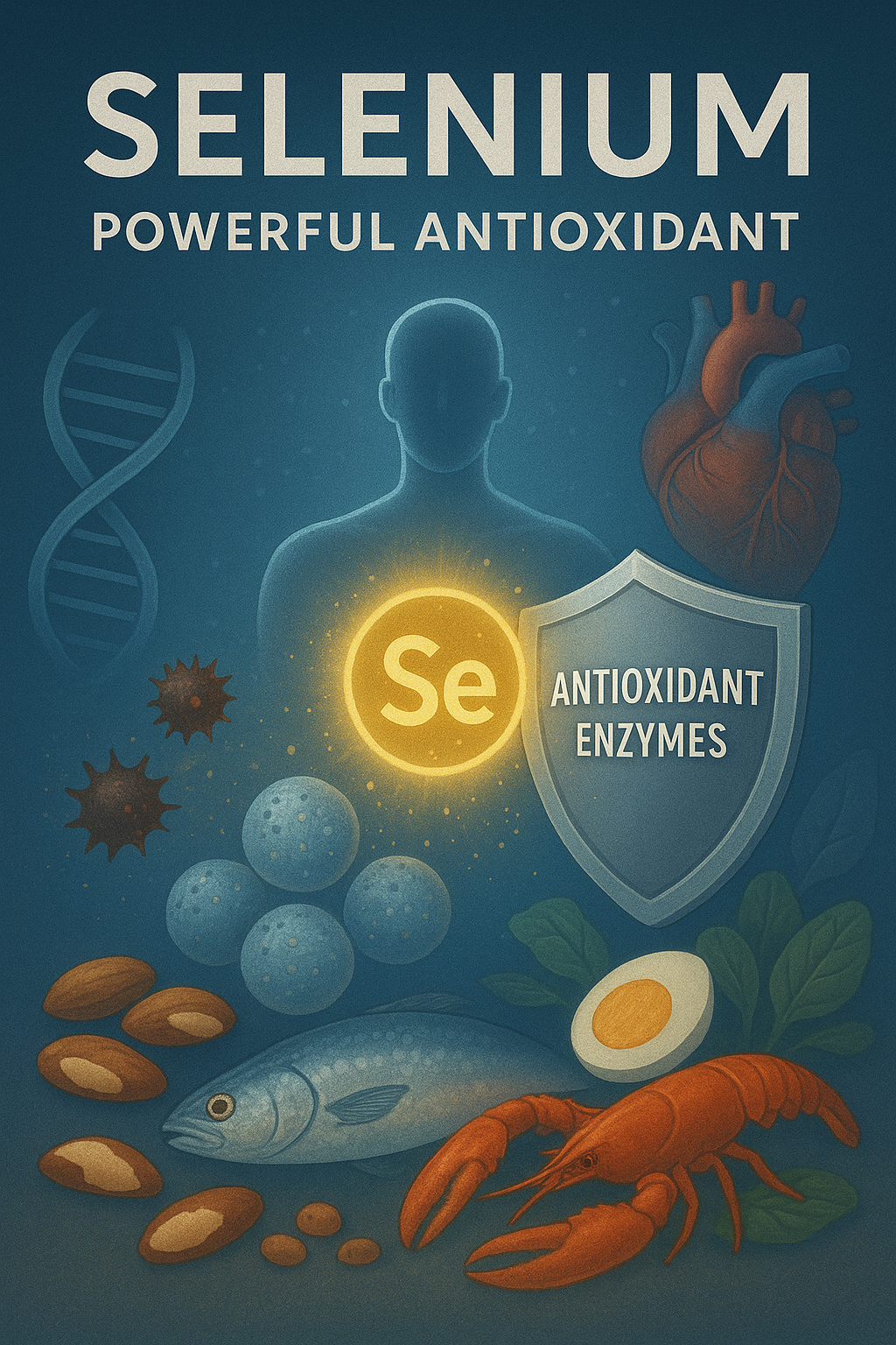 셀레늄이 풍부한 (브라질너트, 생선, 해산물, 달걀)