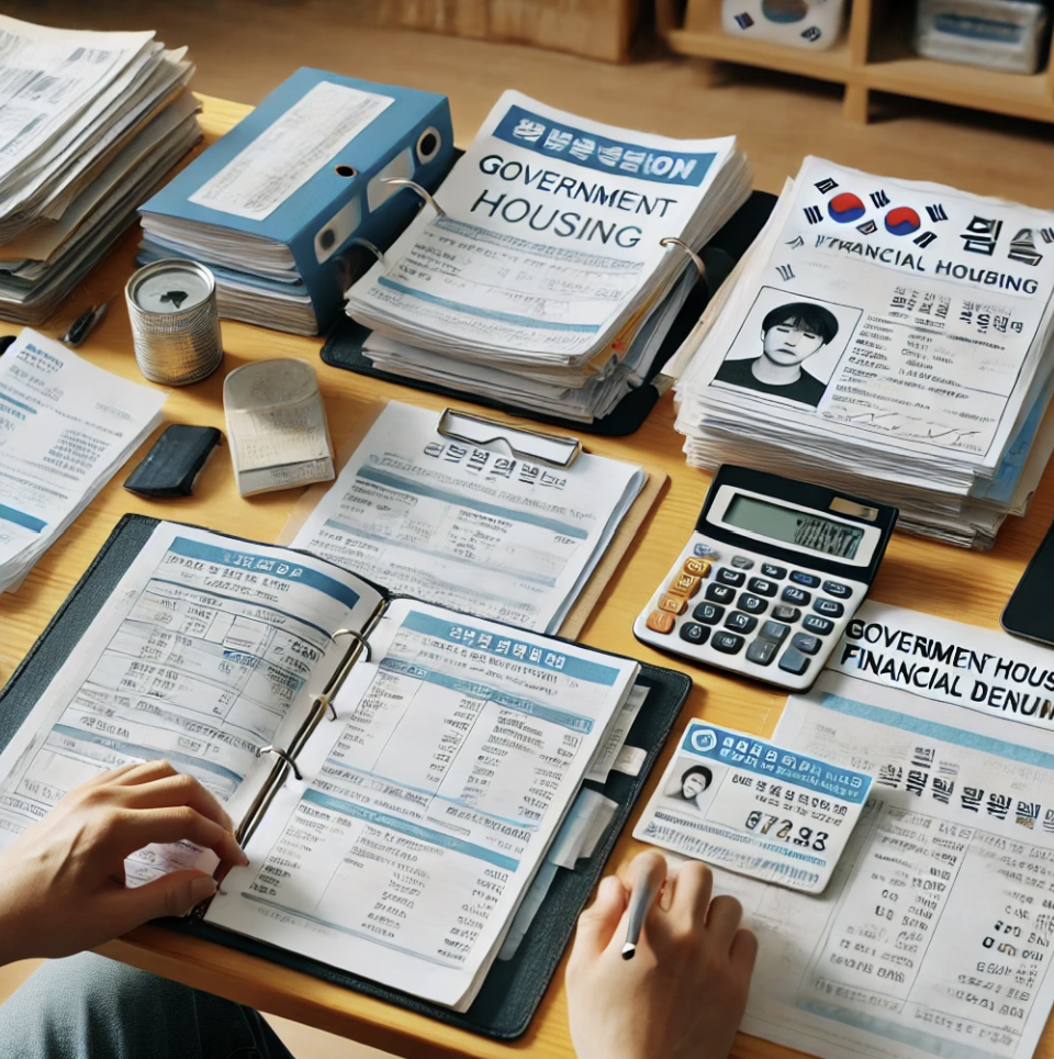 건강보험혜택에 맞춰 필요한 서류들을 정리하는 장면