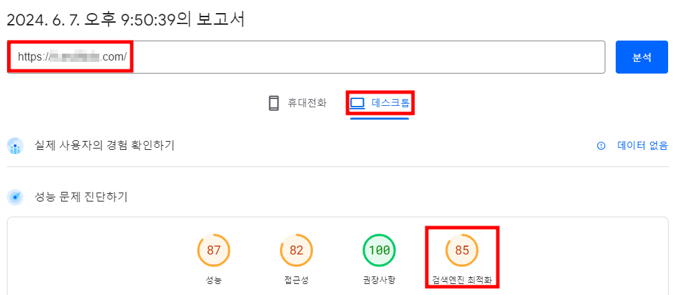 Lighthouse 분석 결과 확인