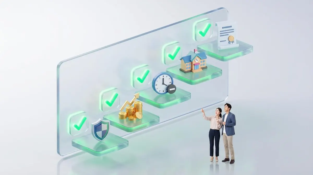 2026년 육아기 근로시간 단축 급여 신청 자격과 혜택을 시각적으로 구조화한 3D 체크리스트 인포그래픽