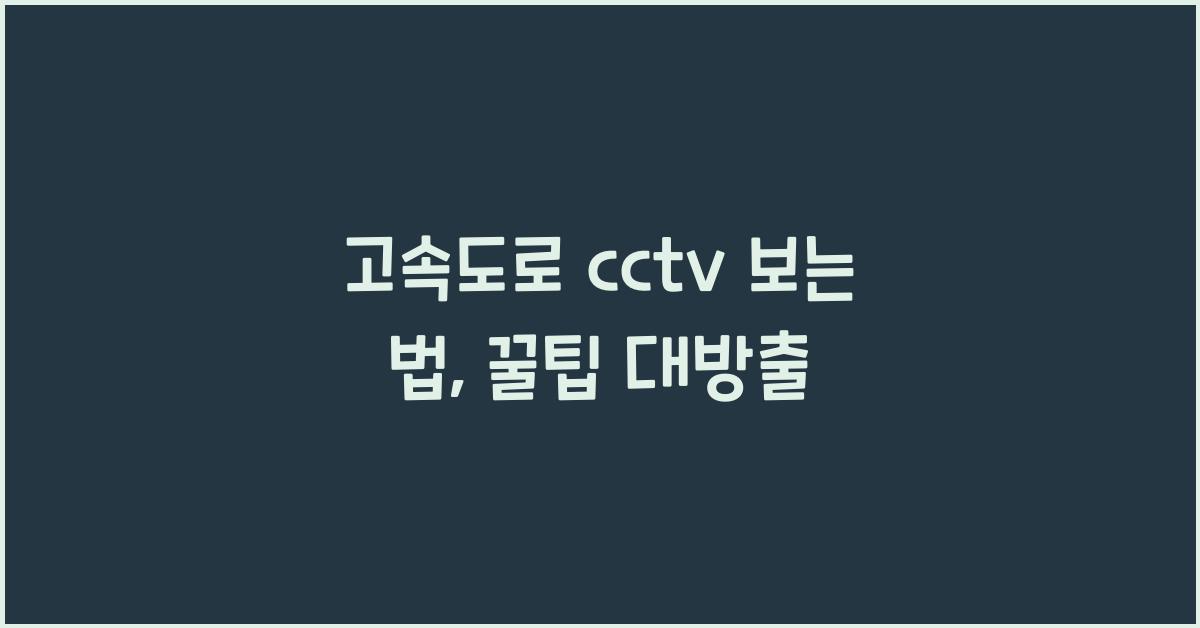 고속도로 cctv 보는 법