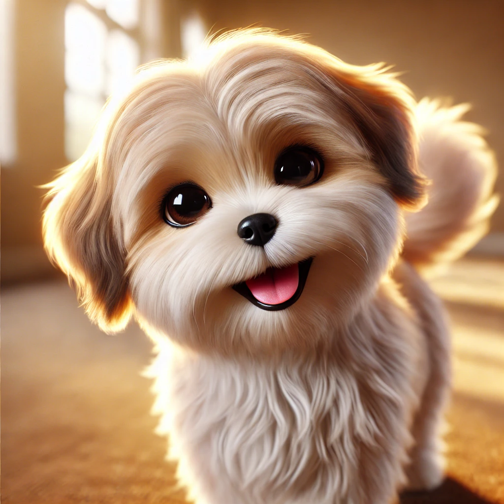 소형견이 꼬리를 흔들며 기뻐하는 모습