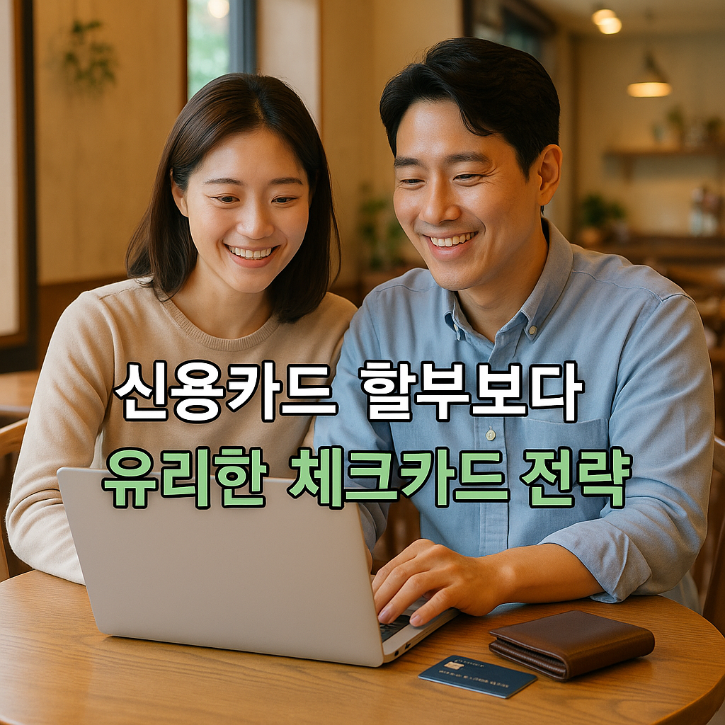 체크카드 전략을 함께 논의하는 부부