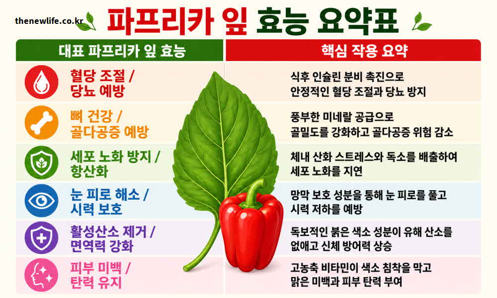파프리카 잎 효능 요약표