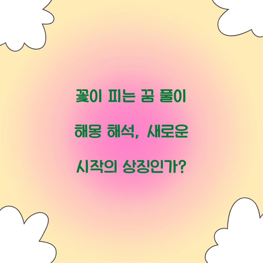 꽃이 피는 꿈 풀이 해몽 해석