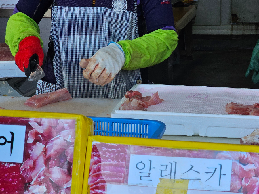 홍어손질장면