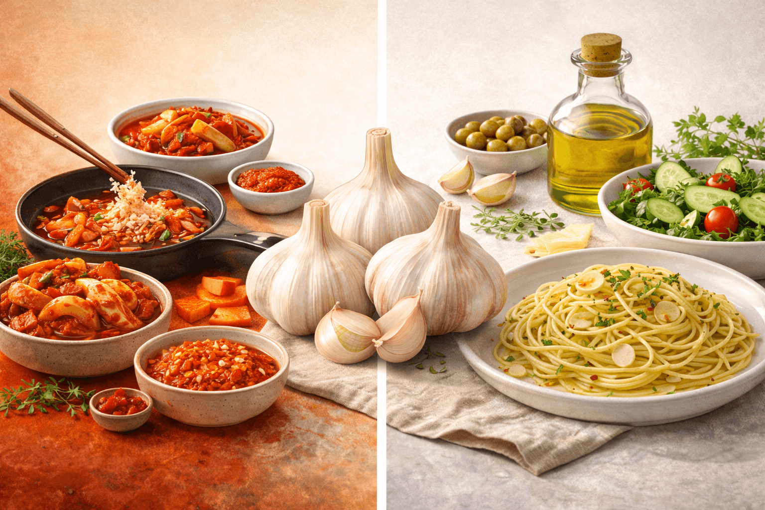 동양과 서양 마늘 (조리법,풍미,차이)