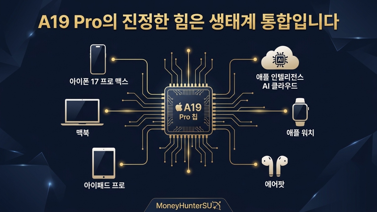 ์ ํ A19 Pro ์์ฝ์์คํ
์ฐ๋ ๊ตฌ์กฐ, ์์ดํฐ ๋งฅ ์์ดํจ๋ ์ ํ์์น ์ ํ ์ธํ
๋ฆฌ์ ์ค ์ฐ๊ฒฐ ์ธํฌ๊ทธ๋ํฝ