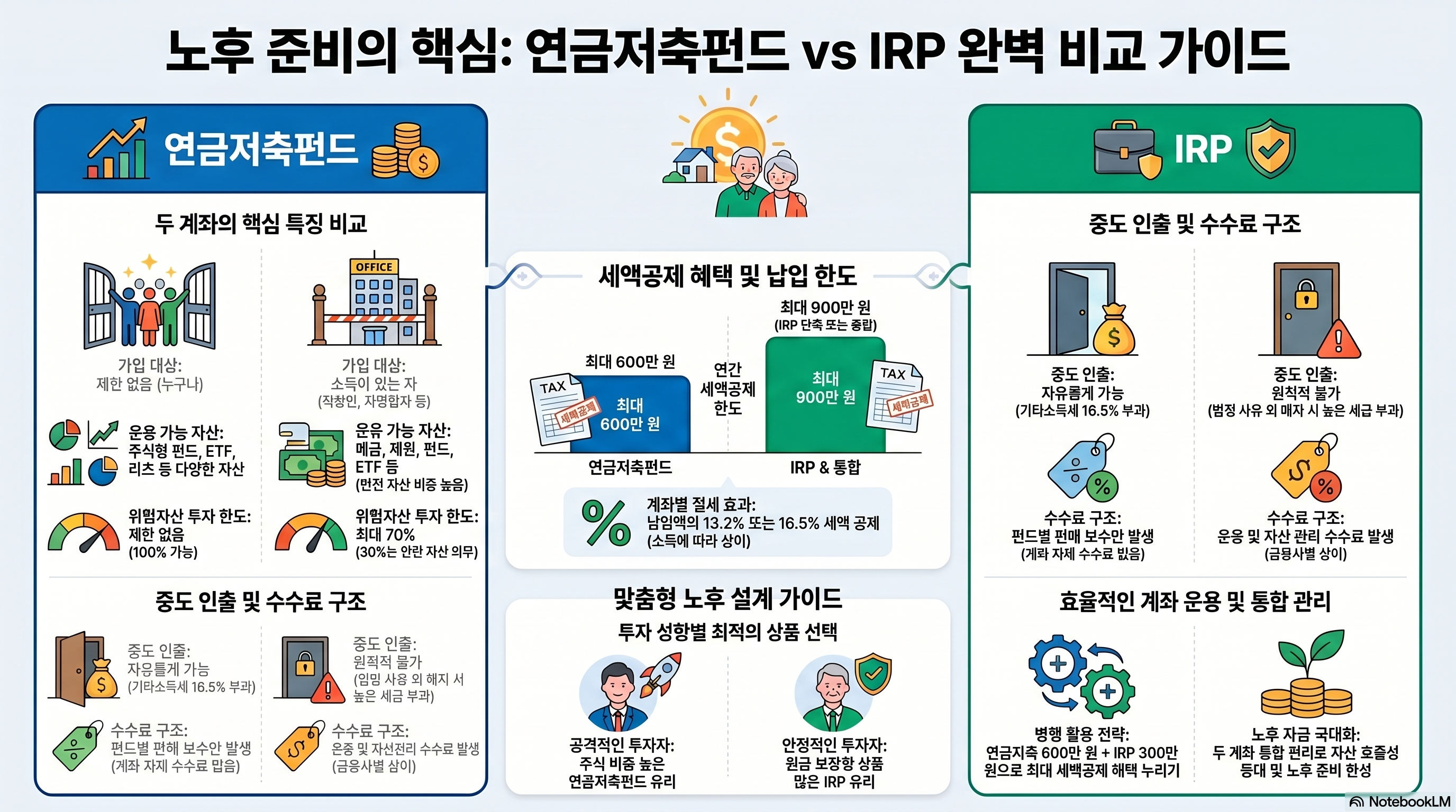 연금저축과 IRP 비교 인포그래픽
