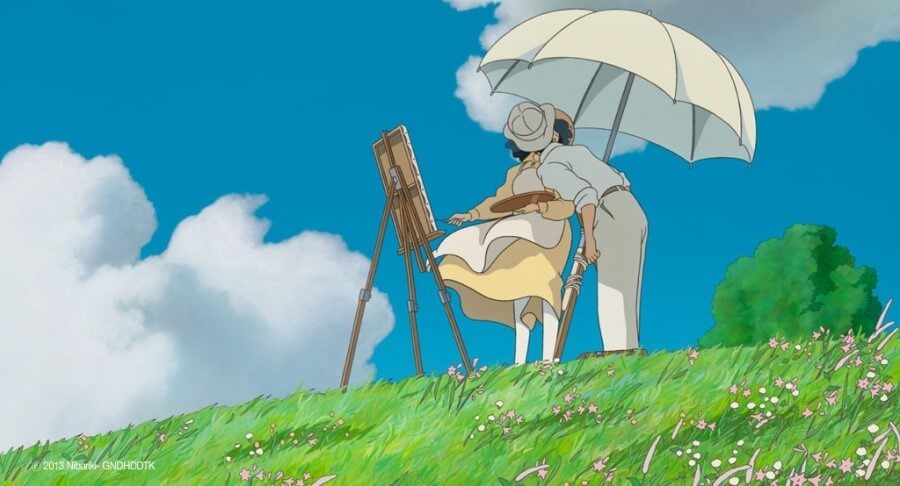 그림 그리고 있는 나호코에게 입맞춤하는 지로