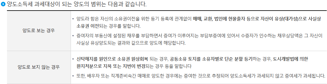 양도소득세 범위