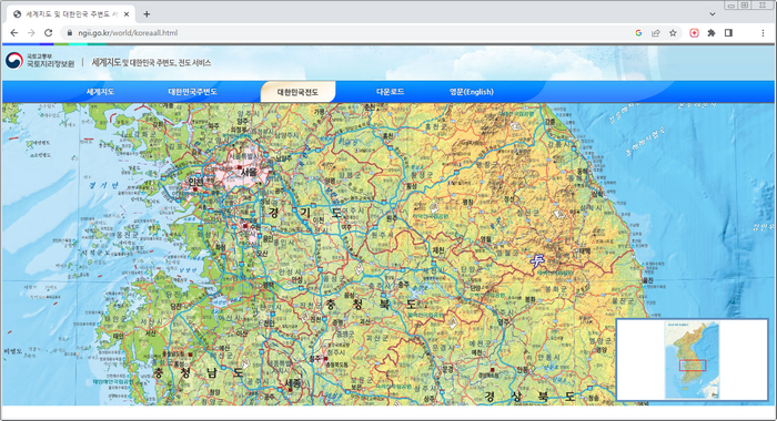 국토지리원지도