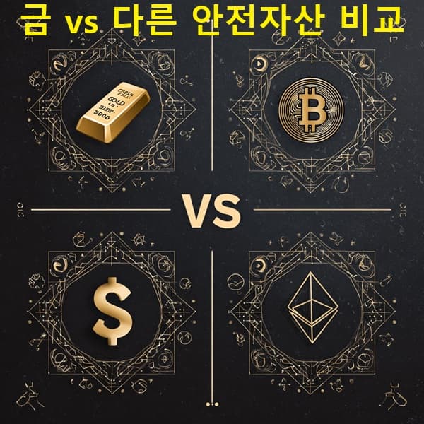 금과 다른 안전자산의 비교 특성을 정리한 인포그래픽