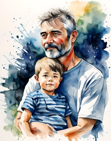 아빠가 아들을 꼭 안고 있는 모습