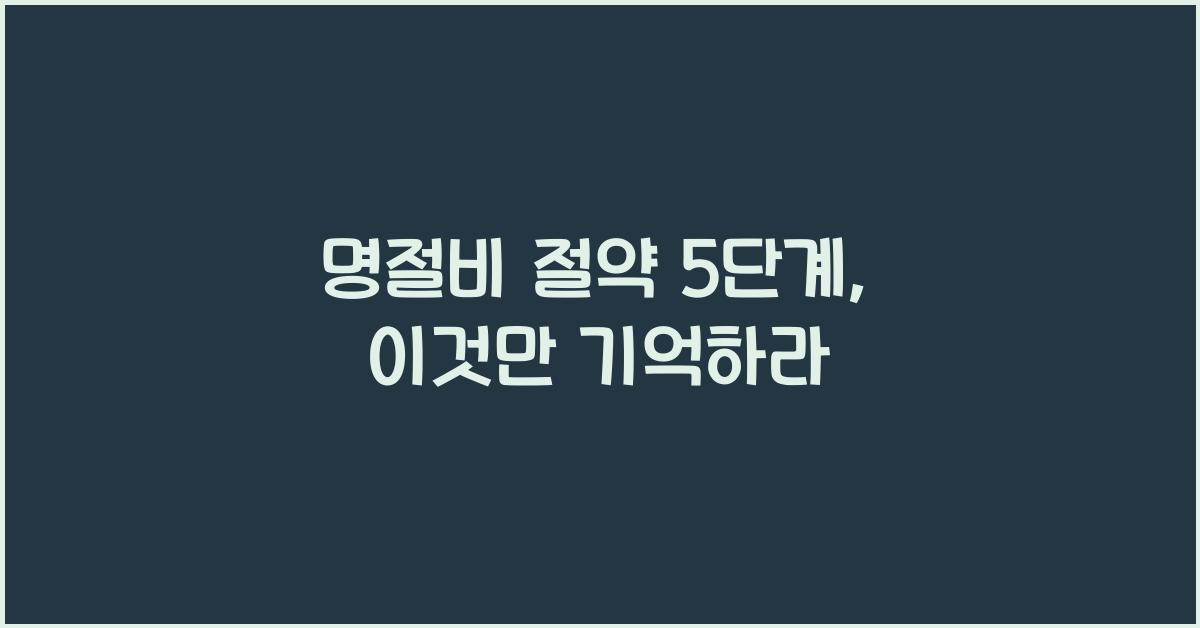 명절비 절약 5단계