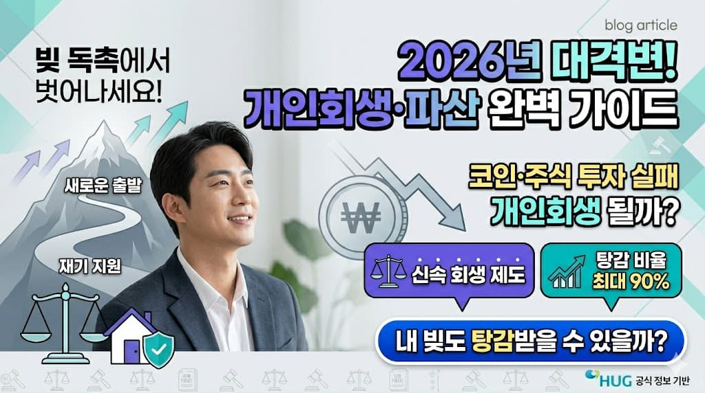 2026년 대한민국 개인회생 및 파산 신청 자격 요건 및 절차 설명 인포그래픽
