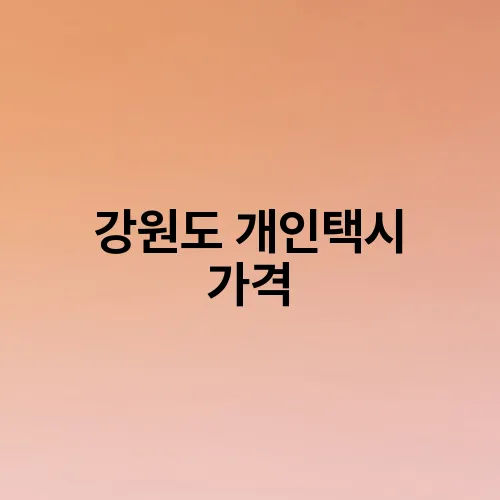 강원도 개인택시 가격